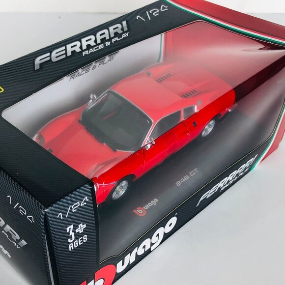 Burago Red Ferrari Dino 246  GT 1/24 Alloy Car Diecast Model With Box Brand New - Picture 10 of 16